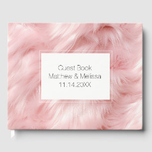 Livro De Visitas Casamento de peles de animais cor-de-rosa com pelo