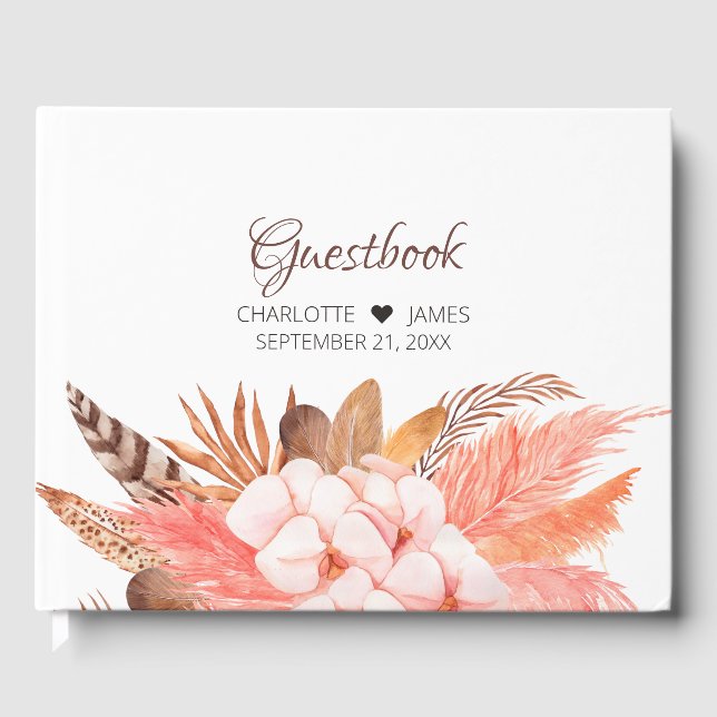 Livro De Visitas Casamento De Penas De Folhas De Inverno (Frente)