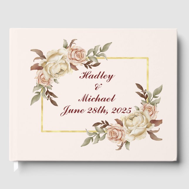 Livro De Visitas Casamento de Peões de Aquarela (Frente)