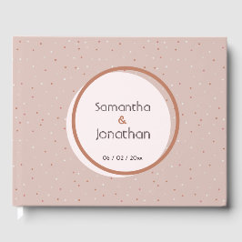 Livro De Visitas Casamento de pontos e círculos bege