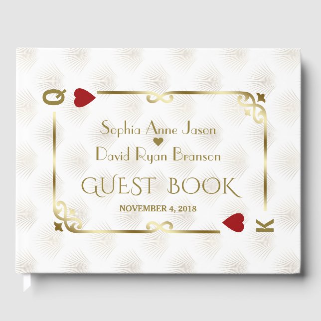 Livro De Visitas Casamento de pôquer em Las Vegas, Dourado Branca,  (Frente)