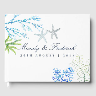 Livro De Visitas Casamento de praia com algas marinhas