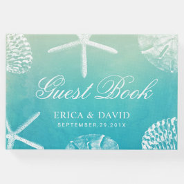 Livro De Visitas Casamento de Praia de Watercolor Seashells