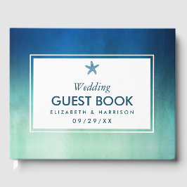 Livro De Visitas Casamento de Praia do Oceano Estelar com Aquarela
