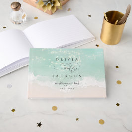 Livro De Visitas Casamento de praia Elegante abstrato