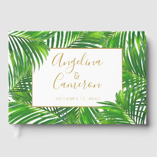 Livro De Visitas Casamento de praia tropical das folhas de palmeira