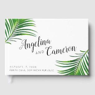 Livro De Visitas Casamento de praia tropical das folhas de palmeira