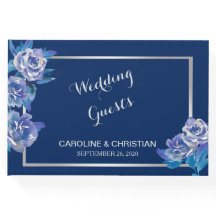 Casamento de Prata Floral Azul Elegante