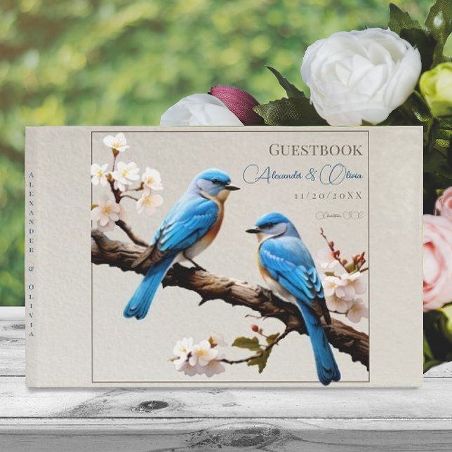 Livro De Visitas Casamento de primavera Bluebird (Spring Bluebirds Wedding Guest Book)
