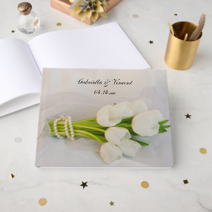 Livro De Visitas Casamento de primavera do Buquê de Tulipa Branca
