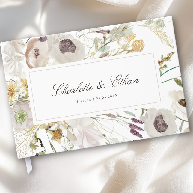 Livro De Visitas Casamento de Primavera Moderno (Modern Spring Boho Floral Watercolor Wedding Guest Book)