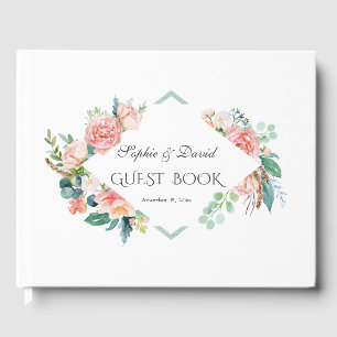 Livro De Visitas Casamento de Quadros Verdes das Flores Brancas Cor