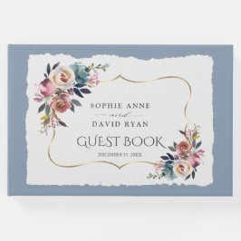 Livro De Visitas Casamento de Rosa Azul com Mistura Moderna