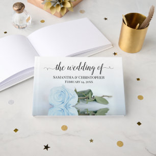 Livro De Visitas Casamento de Rosa azul empoeirado Elegante