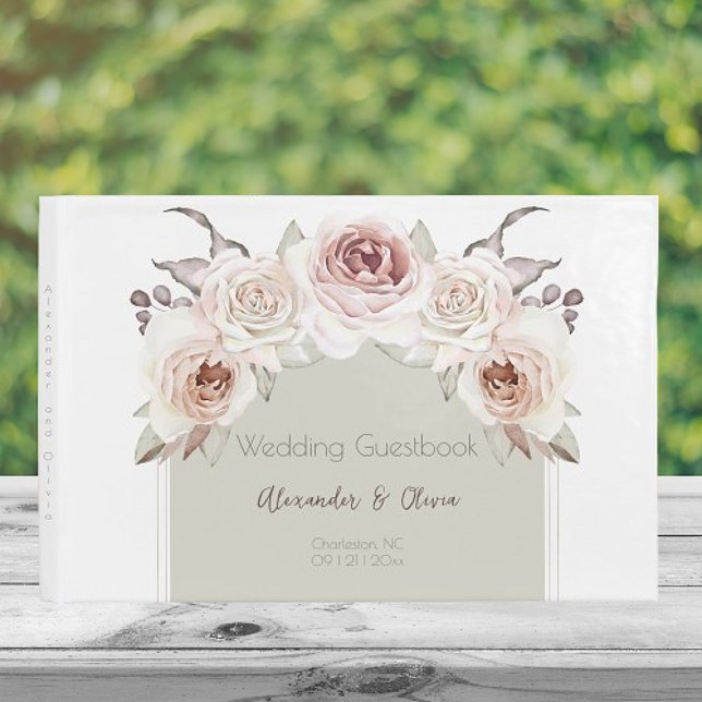 Livro De Visitas Casamento de Rosa da Boêmia (Bohemian Rose Arch Wedding Guest Book)