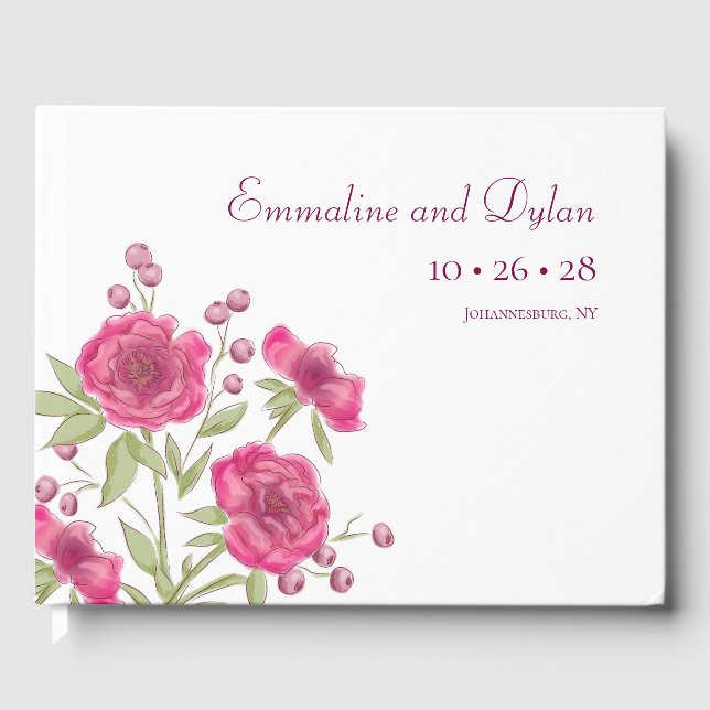 Livro De Visitas Casamento de Rosa Rosa Brilhante (Frente)
