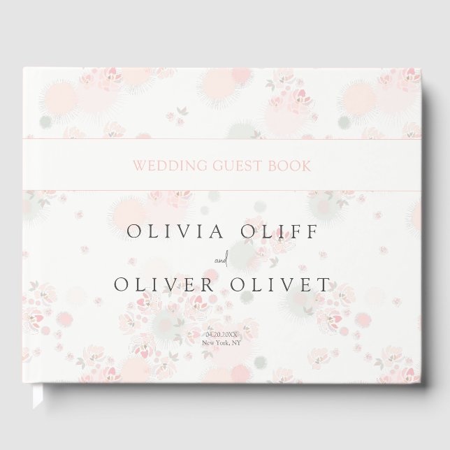 Livro De Visitas Casamento de Rosas de chá suave (Frente)