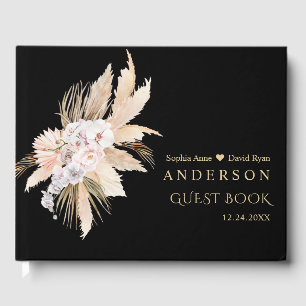 Livro De Visitas Casamento de Rosas de Orquídea Branca de Pampas G