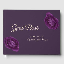 Livro De Visitas Casamento de Rosas Roxas Chic Elegante