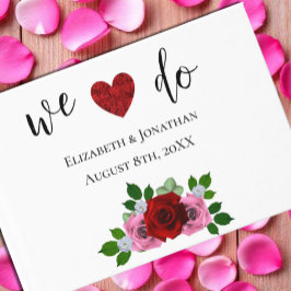 Livro De Visitas Casamento de Rosas Vermelhas e Rosa