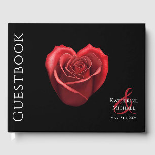 Livro De Visitas Casamento de Rosas vermelhas em Forma de Coração