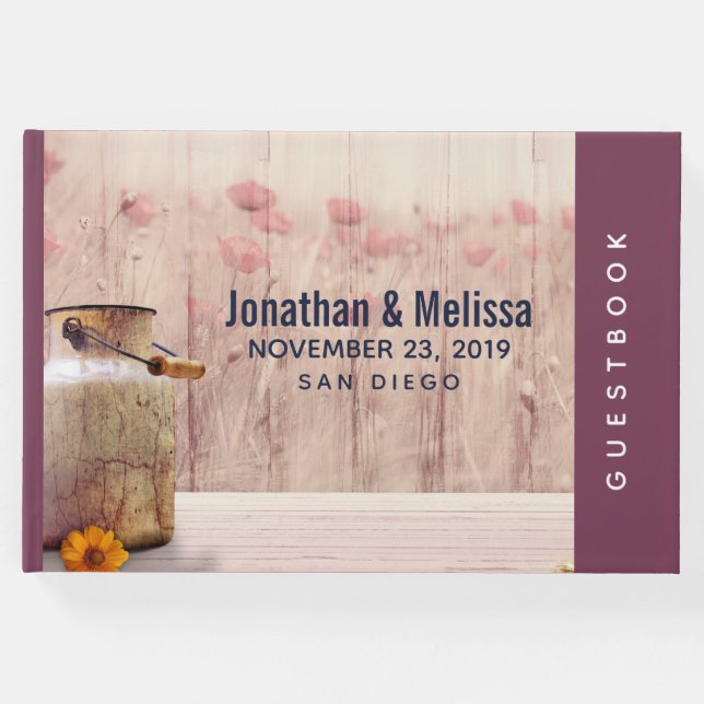 Livro De Visitas Casamento De Rústico Leite Pode País (Frente)