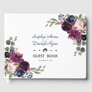 Livro De Visitas Casamento de Sangue Floral Azul Lavanda Charm