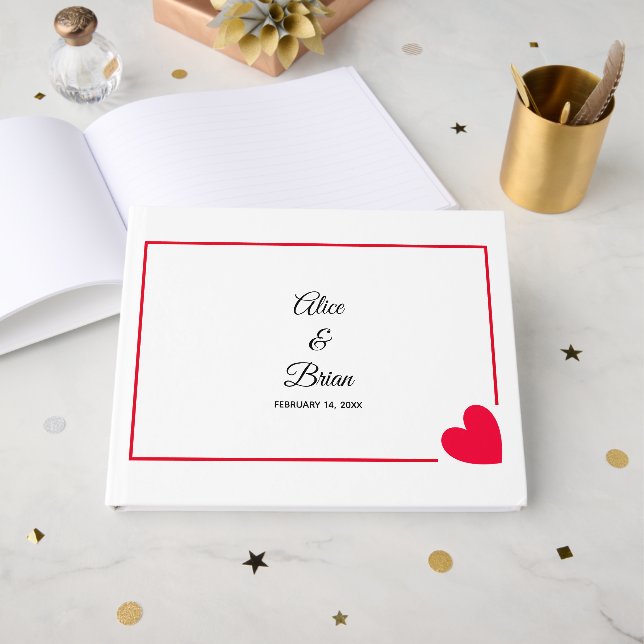 Livro De Visitas Casamento de São Valentim Moderno Mínimo (Frente aberta)