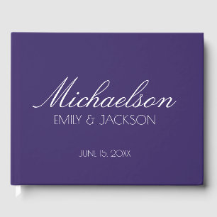 Livro De Visitas Casamento de Script Branco Roxo-Chic Moderno