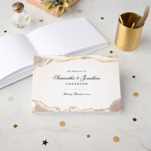Livro De Visitas Casamento de Script de Agitação Leve e Dourada G