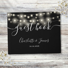 Livro De Visitas Casamento de Script de Assinatura das Luzes Branca