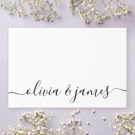 Livro De Visitas Casamento de Script de Caligrafia Branca e Negra