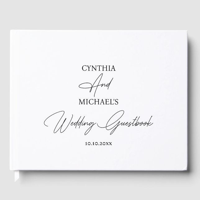 Livro De Visitas Casamento de Script Manuscrito Simples (Frente)