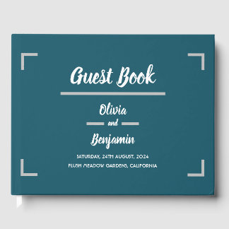 Livro De Visitas Casamento de Script Manuscrito Simples De Teal