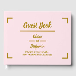 Livro De Visitas Casamento de Script Manuscrito Simples Rosa
