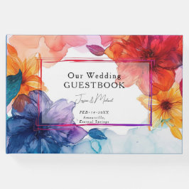 Livro De Visitas Casamento de Sonho com Anemone de Casamento Azul