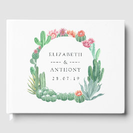 Livro De Visitas Casamento de Suculentas em Aquarela