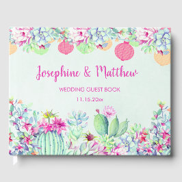 Livro De Visitas Casamento de Suculentos Cactus Lantern Fiesta