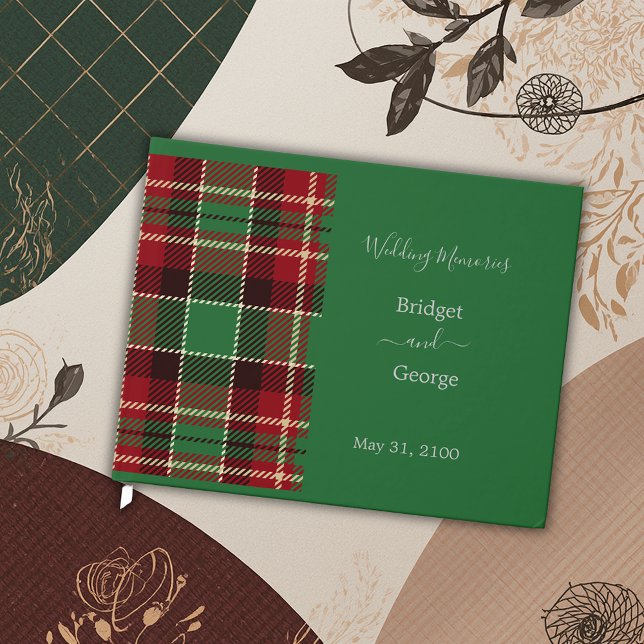 Livro De Visitas Casamento de Tartan escocês russo verde (Criador carregado)