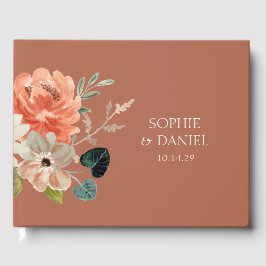 Livro De Visitas Casamento de Terracotta com Aquarela Floral