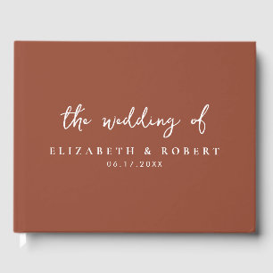 Livro De Visitas Casamento de Terracotta com Script Elegante Simple