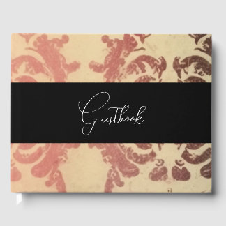 Livro De Visitas Casamento de Textura Vintage, Sépia Gótica, Rosa