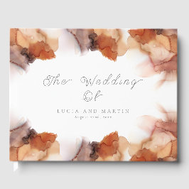 Livro De Visitas Casamento de Tinta Laranja de Cor Laranja Elegante