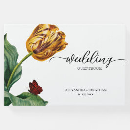 Livro De Visitas Casamento de Tulipas Botânicas Mínimas Modernas