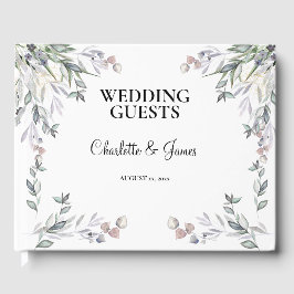 Livro De Visitas Casamento de Urze Escocesa Roxa Suave 