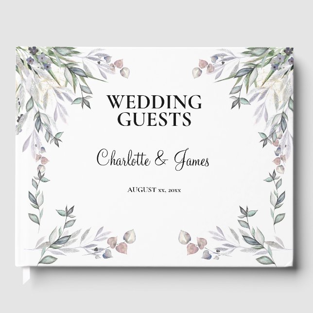 Livro De Visitas Casamento de Urze Escocesa Roxa Suave  (Frente)