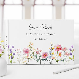 Livro De Visitas Casamento de Verão com Primavera de flor selvagem