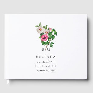 Livro De Visitas Casamento de Verão de Hibiscus Tropical Watercolor
