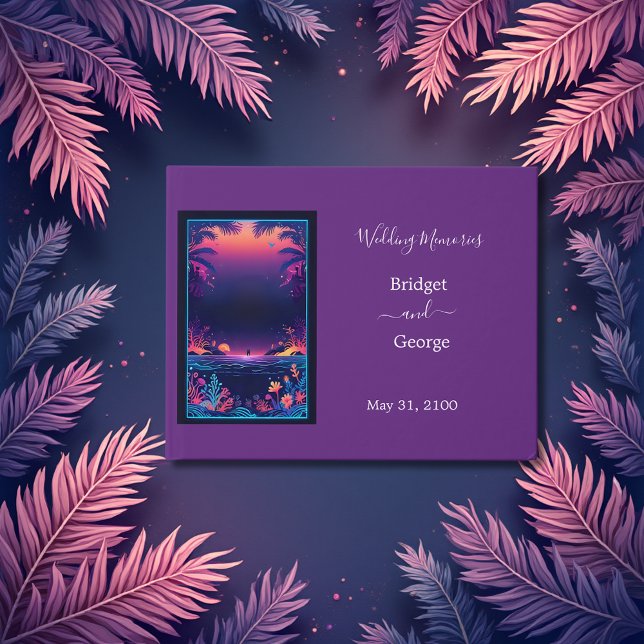 Livro De Visitas casamento de vibe costeira roxa (Criador carregado)