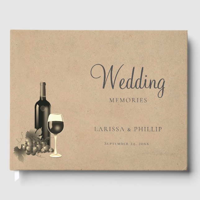Livro De Visitas Casamento de Vinha de Vinho Russo (Frente)